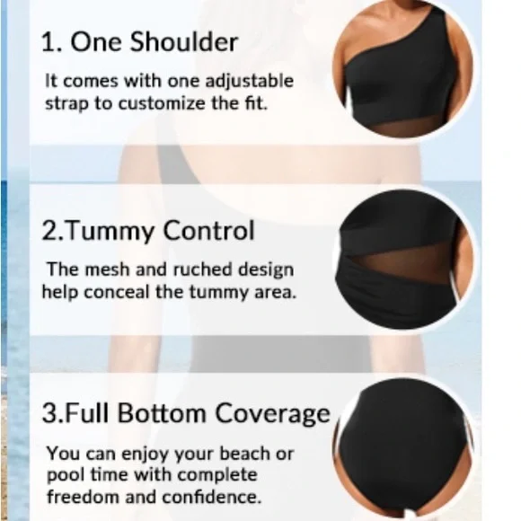 NWT/ Yonique One Piece Swimsuit/ SIZE: LARGE - Picture 14 of 16